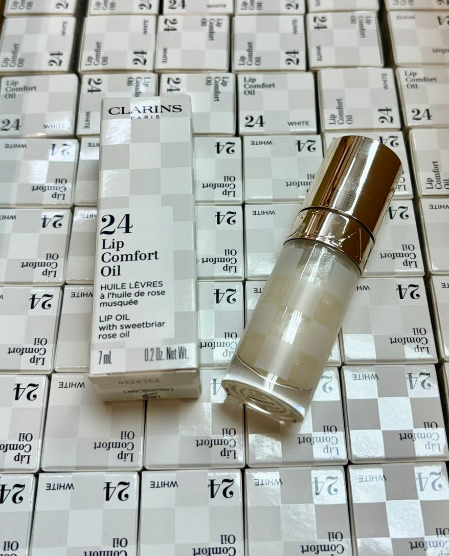 現貨❤️CLARINS 潤唇油 限定棋盤格#24白色 7ml😍(正裝)