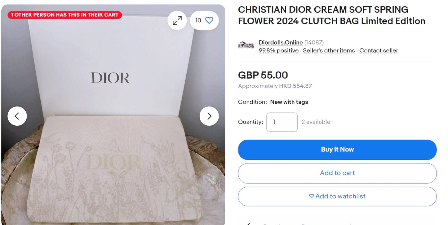 現貨❤️2024 拉鍊新品Christian Dior 米色織物手拿包(有盒)(香港免稅店貨)