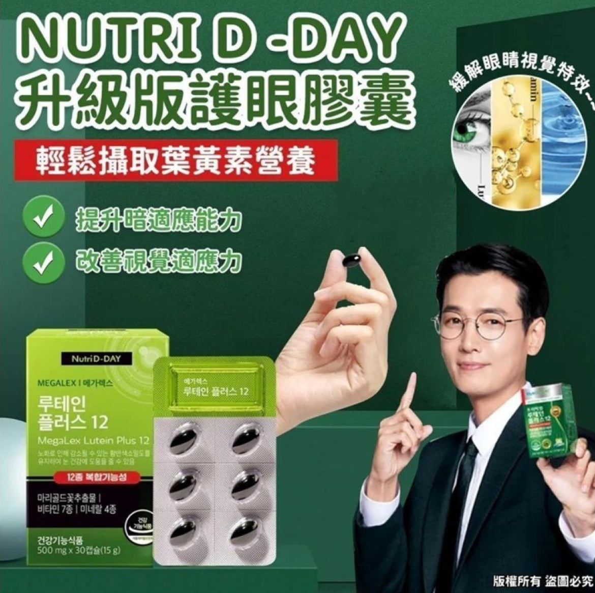 現貨❤️NutriD-Day 葉黃素護眼膠囊 30粒【舒視不疲勞．綠金葉黃素】