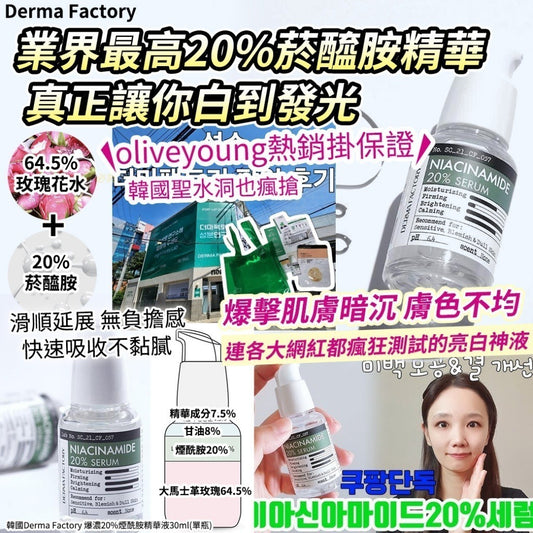 現貨❤️韓國Derma Factory 爆濃20%煙酰胺美白保濕精華液30ml