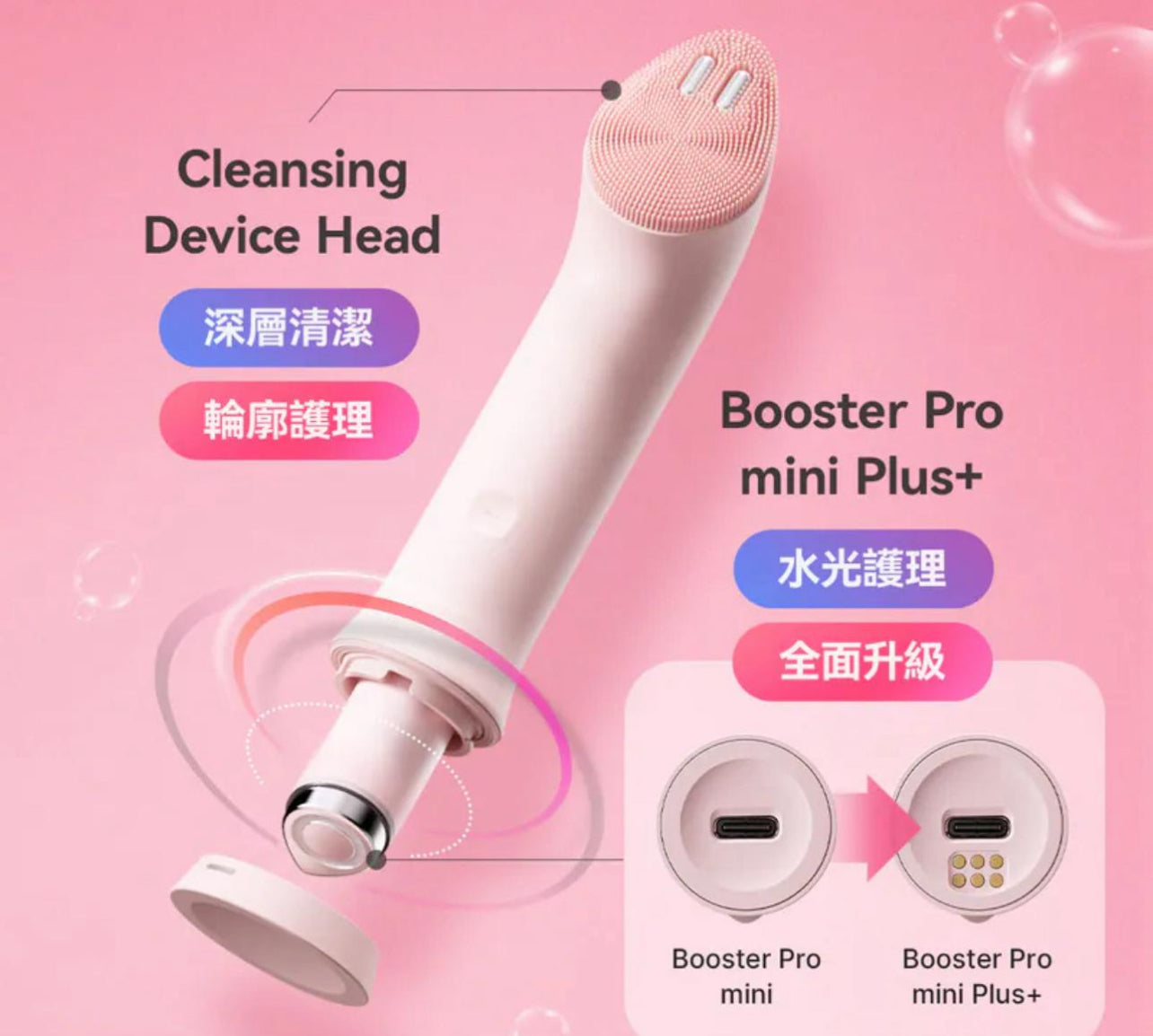 韓國大熱Medicube AGE-R Booster Cleanser Head + Booster Pro mini plus 套装 (粉紅色)