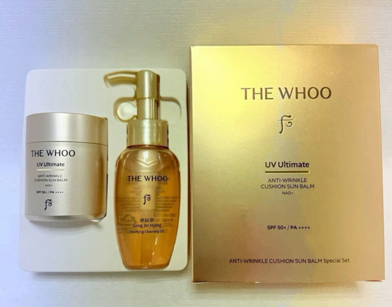 韓國🇰🇷Whoo后 新款 拱辰享抗皺氣墊防曬蜜粉套 （限量套） 
13g 新款+1支卸妝油50ml