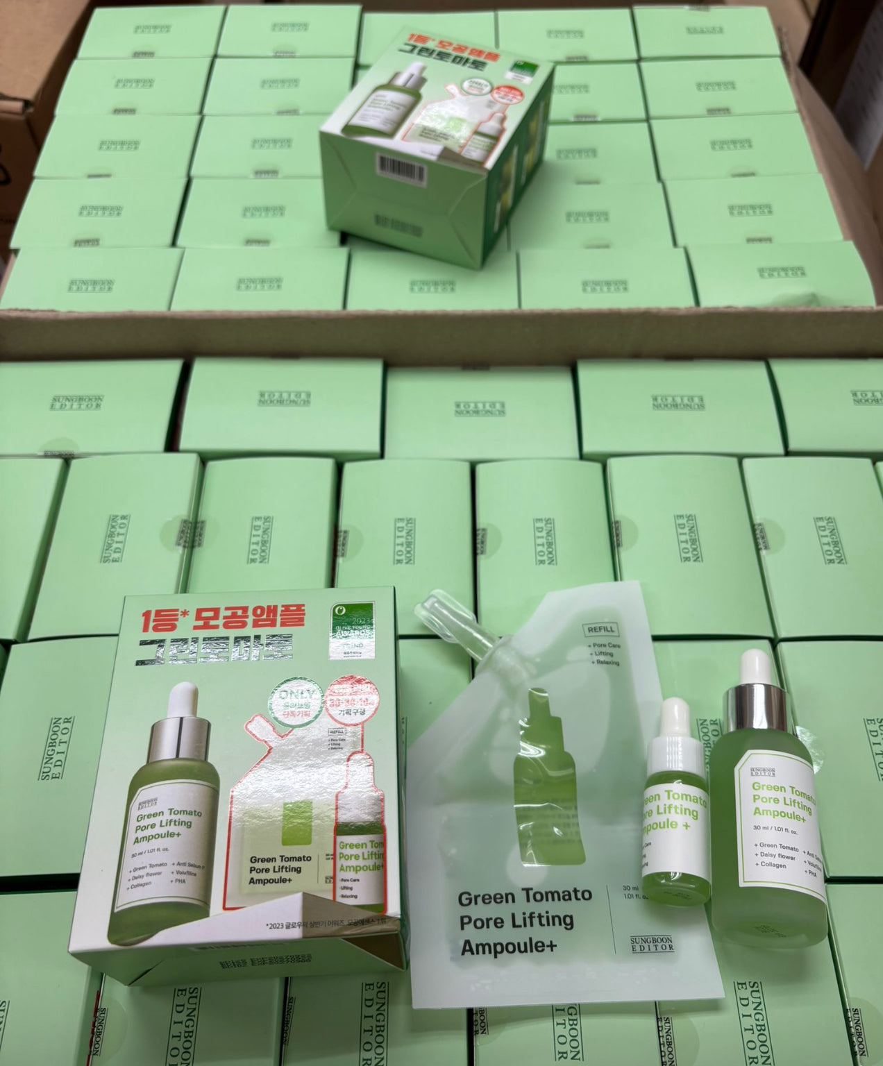 現貨❤️一套3件 Sungboon Editor 綠番茄緊緻毛孔精華 30ml+補充裝30ml+10ml